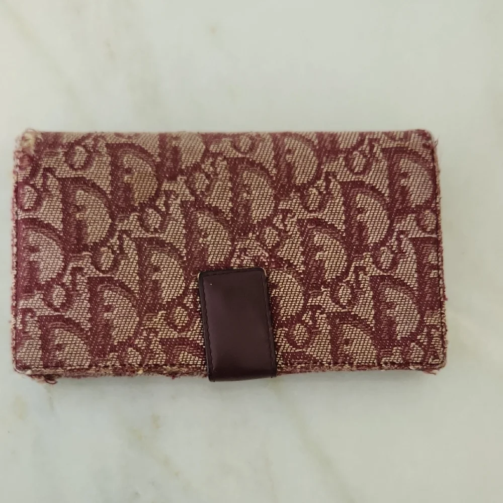 Christian Dior Rich Brown and Burgundy Leather Wallet